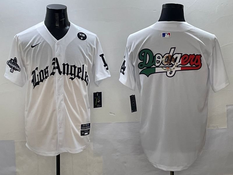 Men Los Angeles Dodgers Blank White Five generations Joint Name 2025 Nike MLB Jersey style 47->los angeles dodgers->MLB Jersey